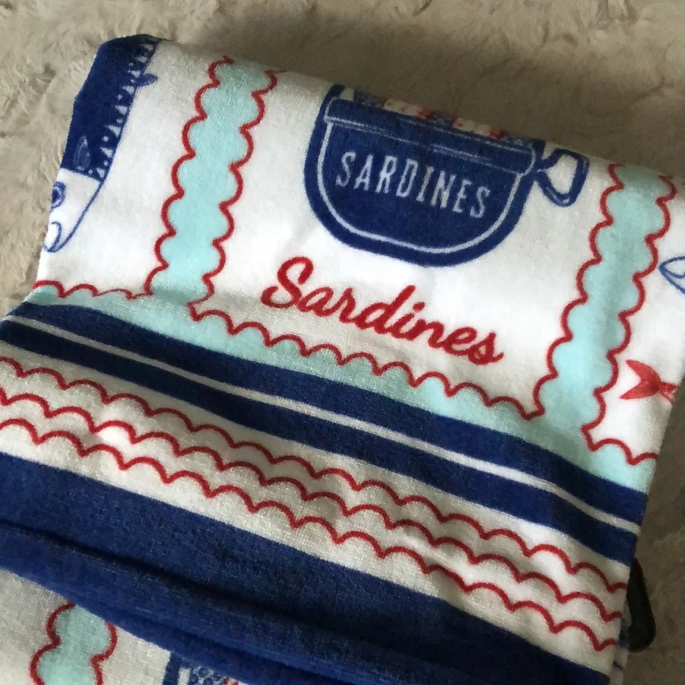 Kassafina Sardine Beach Towel - White, Blue & Red
